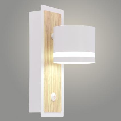 Бра XI4522/1W WT+WOOD белый/дерево 1х15W GX53 d125 h220, HN25